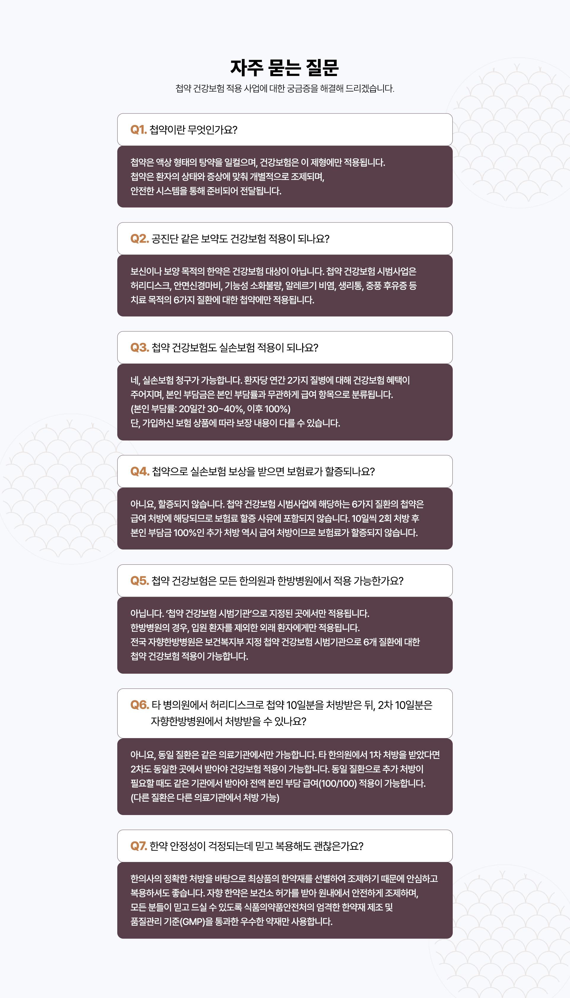 첩약 건강보험 사업 자주 묻는 질문