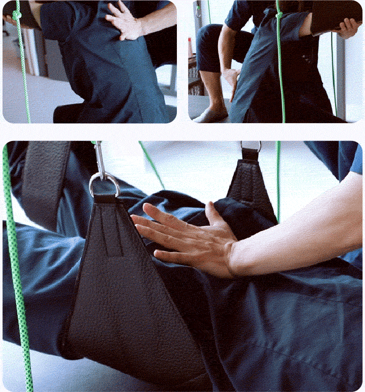 도수치료사가 손과 기구를 이용하여 치료를 진행하는 모습