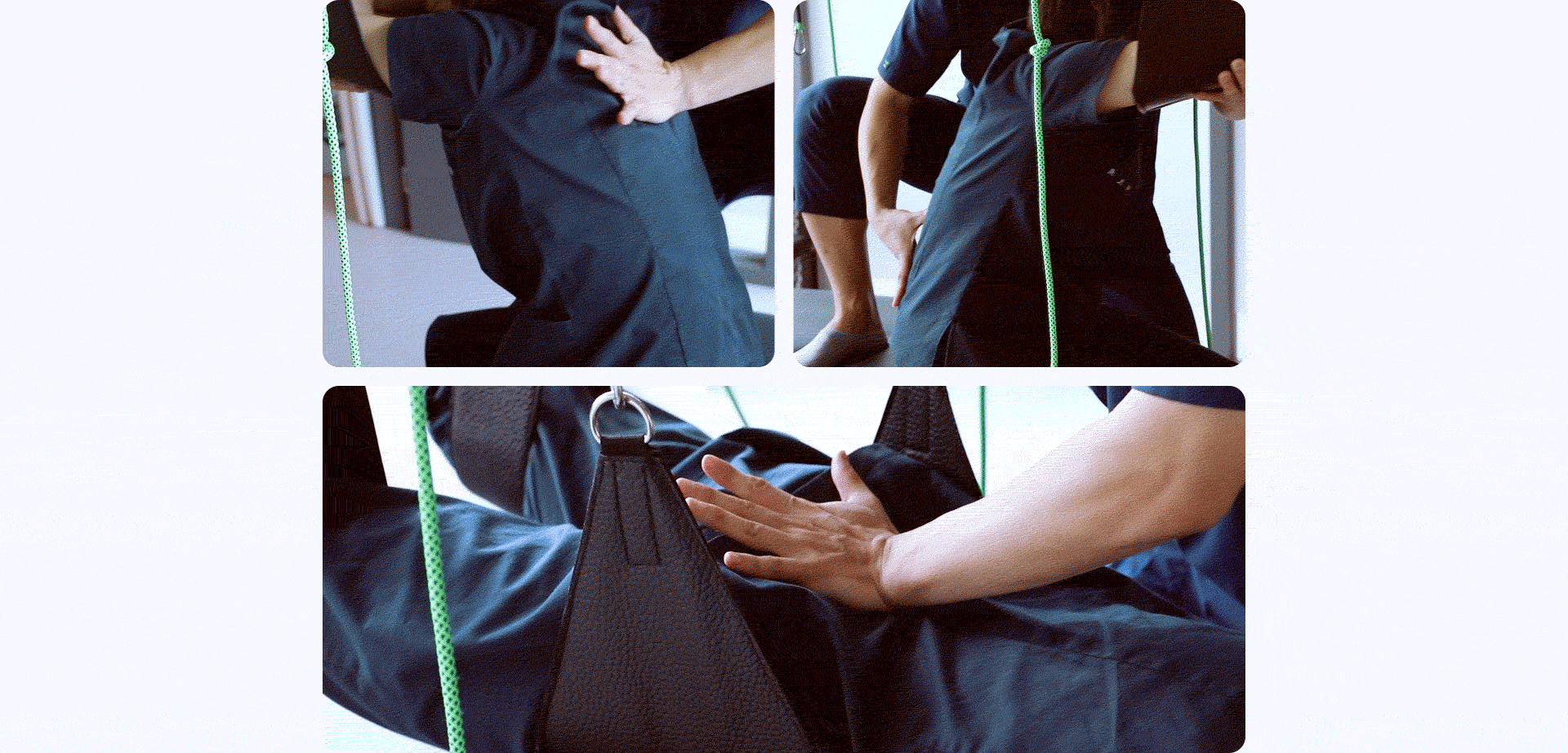 도수치료사가 손과 기구를 이용하여 치료를 진행하는 모습